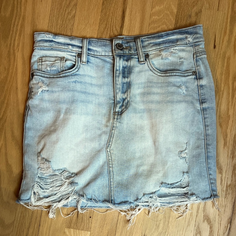 Eunina denim distressed jean skirt. Size Small.